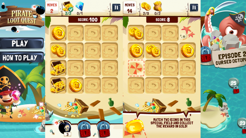 Pirate Loot Quest – 2048 genre game with solving puzzles quests
